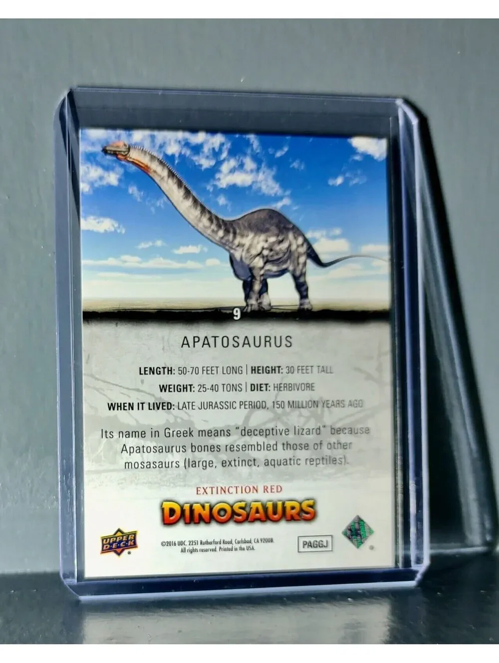 2015 Upper Deck Dinosaurs Apatosaurus Extinction Red Parallel #9 Card